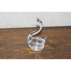 Vintage Swan Clear Glass Figurine with Compressed Bubbles
